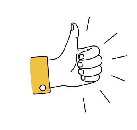 Illustration d'un pouce en l'air heureux et dynamique